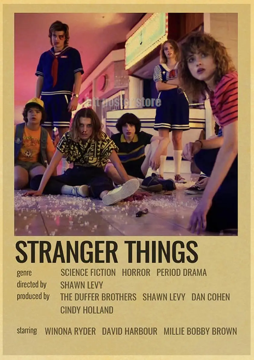 Популярный ретро постер для ТВ-шоу очень странные дела 1 2 3 4 постеры из