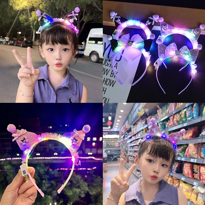 Ободок для волос Sanrio Kuromi со светодиодной подсветкой многоцветный обруч