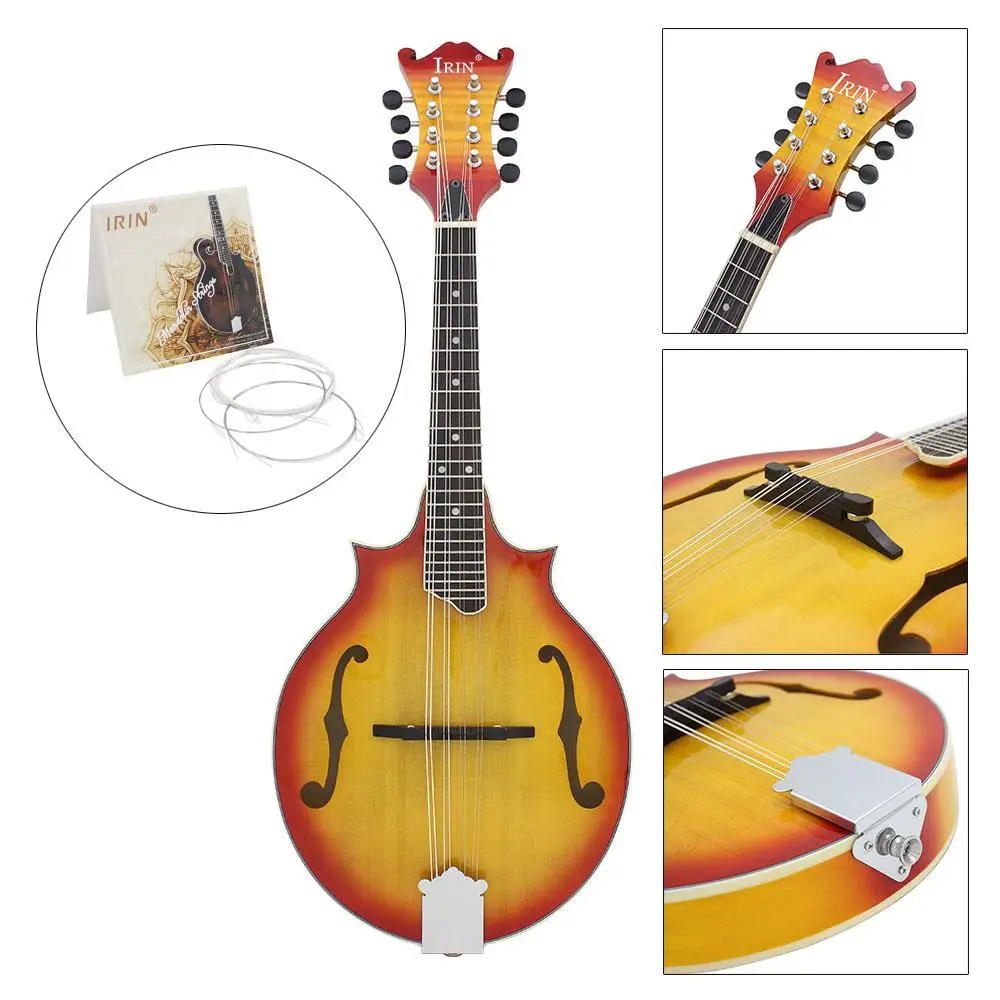 

IRIN 8 Pcs M100 Mandolin String Set Silver-plated G D A E Mandolin Accessories Musical Instrument Parts Accessories