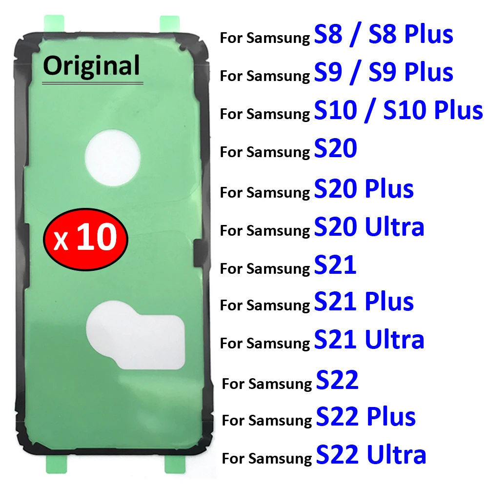 10Pcs, Original Back Battery Cover Door sticker Adhesive Tape Waterproof For Samsung Galaxy S8 S9 S10 S20 S21 S22 Plus Ultra Fe
