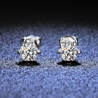 s925 silver earrings womens six claw earrings temperament simple wedding moissanite diamond gift ear jewelry