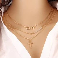 aporola fashion multilayer necklace punk cross clavicle chain ladies bow pendant necklace ladies gift anniversary gift jewelry