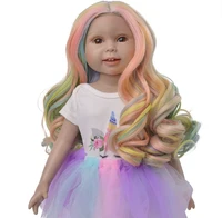muziwig 18 inch american doll wig multicolour curly hair high temperature fiber fashion doll accessories doll diy