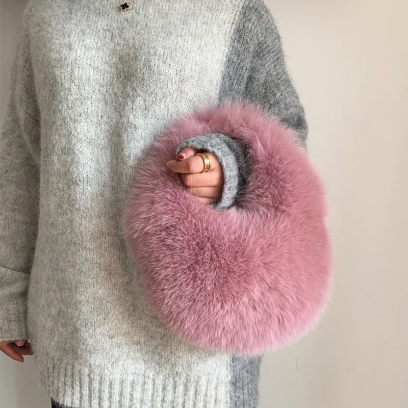 Women's Fur Handbags Niche Design Popular Fox Fur Bags Women's Handbags 2022 New High-End Simple Fashion Handbags