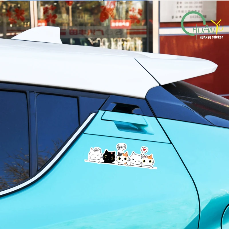 Автомобильная наклейка милый мультяшный Кот виниловые наклейки