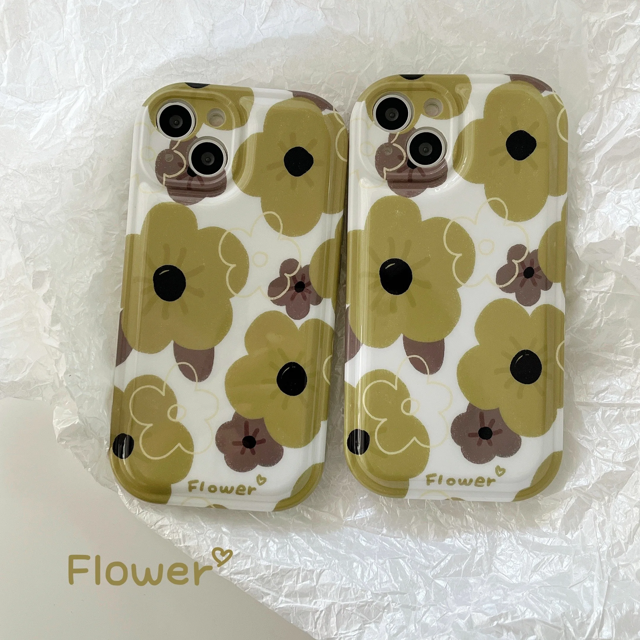 

Green Flower Pattern Airbag Phone Case For iphone 11ProMax 11 12Pro 12 13ProMax 13Pro 13 XS X XR XSMAX 7 8Plus Soft Shell