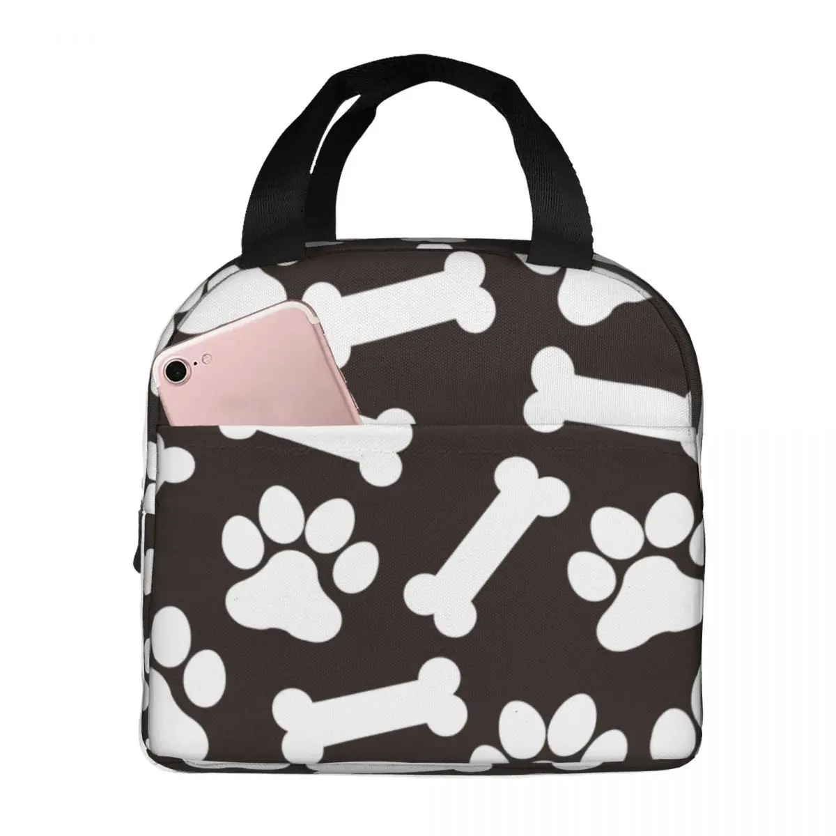 Cute Animal Paw Pattern Lunch Bags Portable Insulated Canvas Cooler Bags Thermal Cold Food Picnic Lunch Box for Women Kids