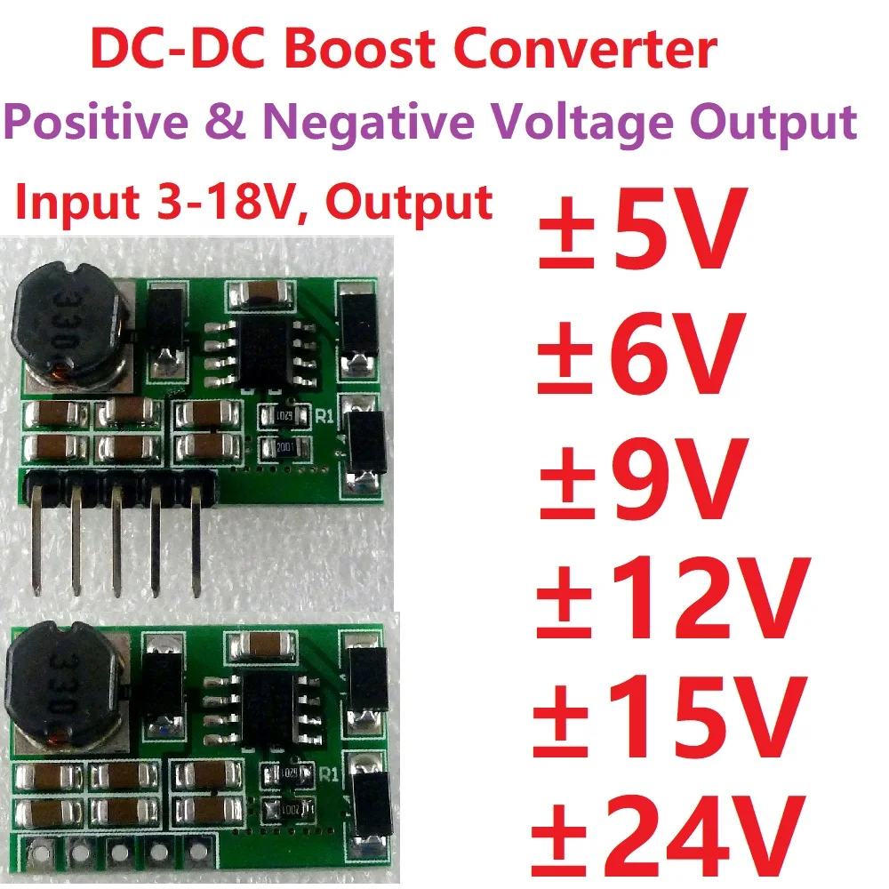 

+- 5V 6V 9V 12V 15V 24V Positive & Negative Dual Output Power Supply DC DC Step-up Boost Converter Module