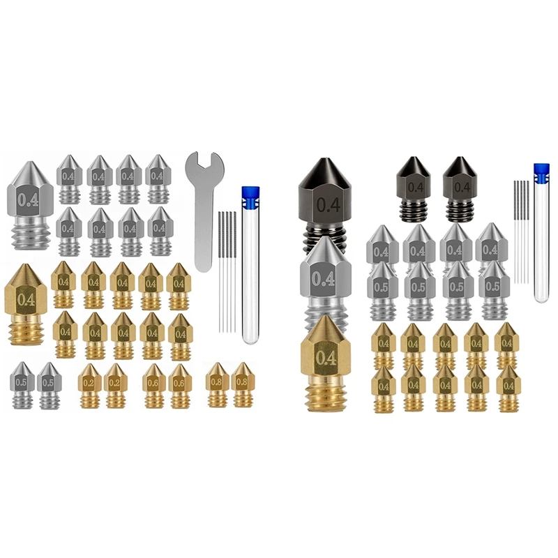 

3D Printer Nozzle Set Ender 3 Nozzle Mk8 Hardened Steel Stainless Steel Brass Cleaning Kit for Ender Series 3D Printer
