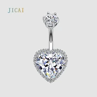 jicai 925 sterling silver love heart belly piercing button rings body jewelry for women zircon sexy accessories wholesale c1803