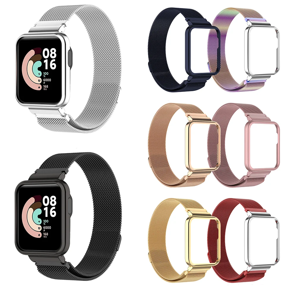 

Milanese Magnetic strap For Xiaomi Mi Watch Lite metal Magnetic Loop correa For Redmi watch1 Metal Wristband Brecelet+Case cover