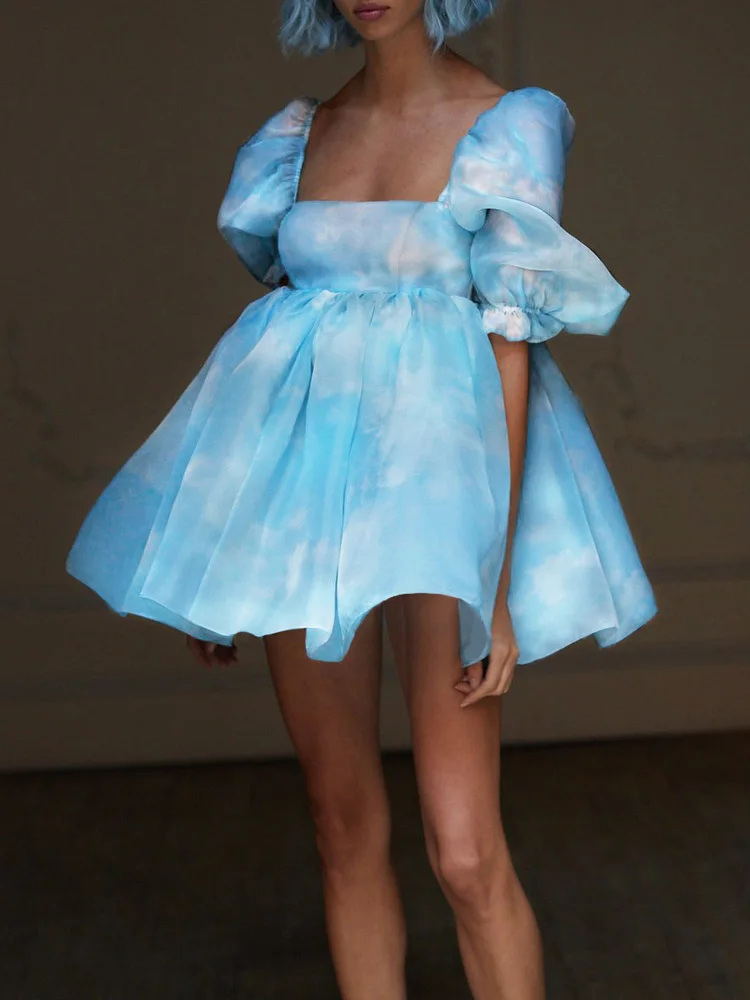 Платье-трапеция женское Плиссированное с квадратным вырезом пикантное