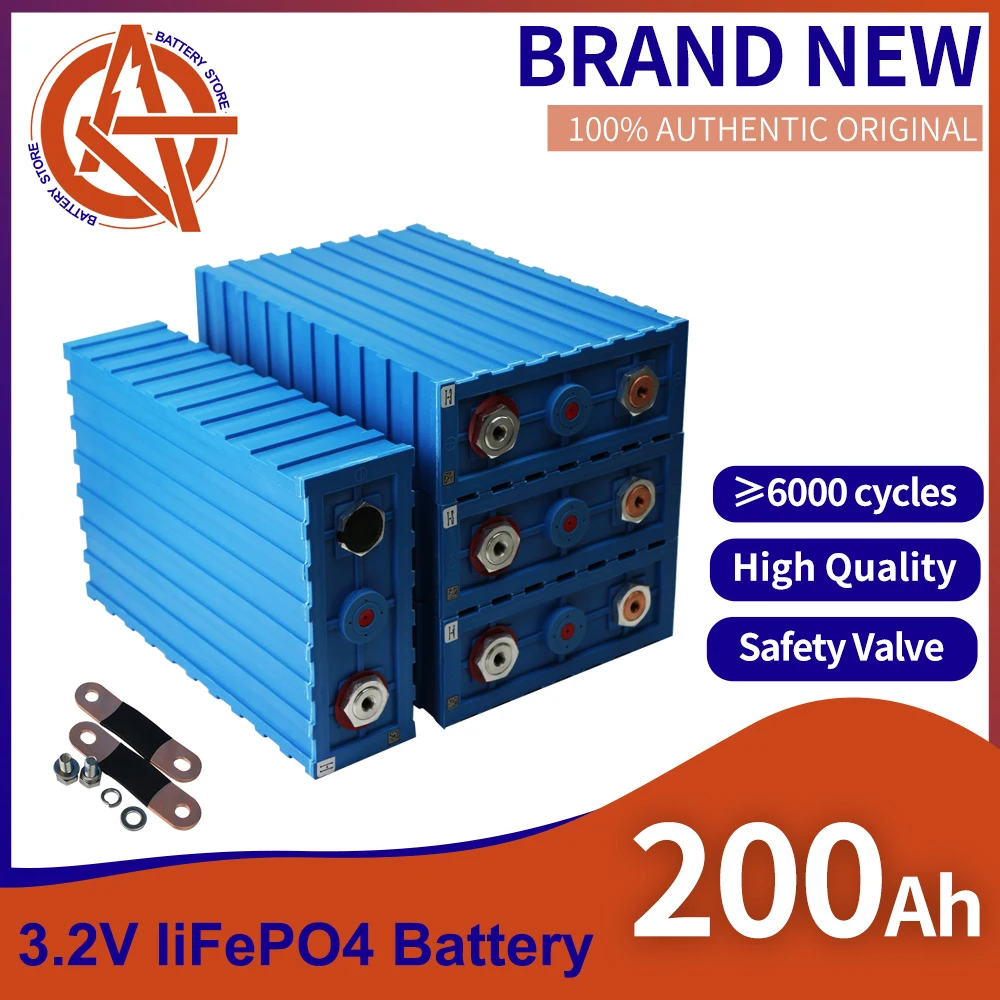 

Brand New 3.2V 200Ah Lifepo4 4-48PCS Lithium Iron Phosphate Rechargeable Battery for Yacht Solar Energy Storage EU US Tax Free