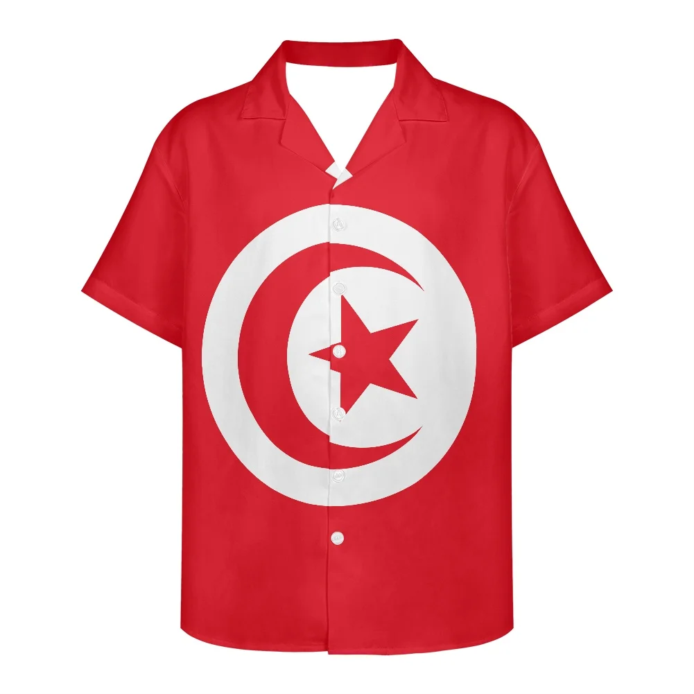 

Tunisia Flag Design Pattern Summer Vintage Fashion Short Sleeve Hawaii Shirts For Men Camisa Masculina Casual Holiday Party HOT