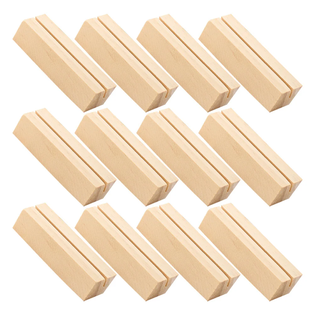 

12 Pcs Card Holder Memo Rectangular Wooden Photo Stand Decor Bracket Table Cards