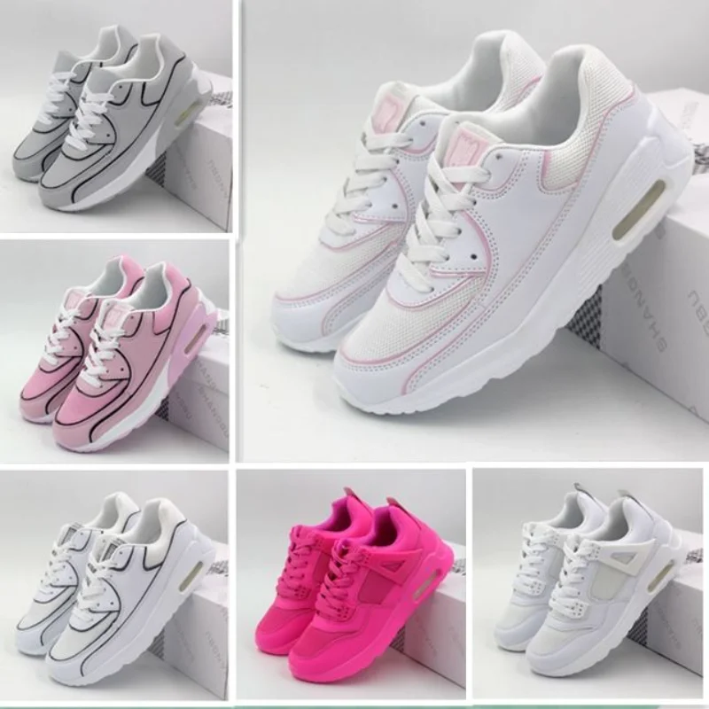 

New Autumn 2022 Joker White Shoes Design Thick-soled Increased Air Cushion Sneakers Shoes Lace-up Student Shoes Girls