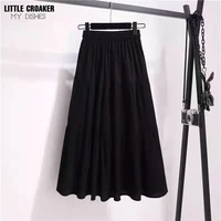 2022 autumn winter women jupes japanese new design high waist sashes pleated mujer faldas swing irregular puffy skirts clothes