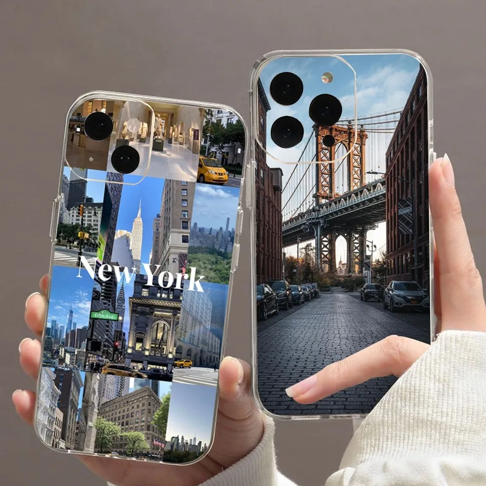 NYC NEW YORK CITY Phone Case For Iphone 15 11 16 14 Pro Max 7 8 Plus X Xr Xs Se2020 12mini Transparent Cover