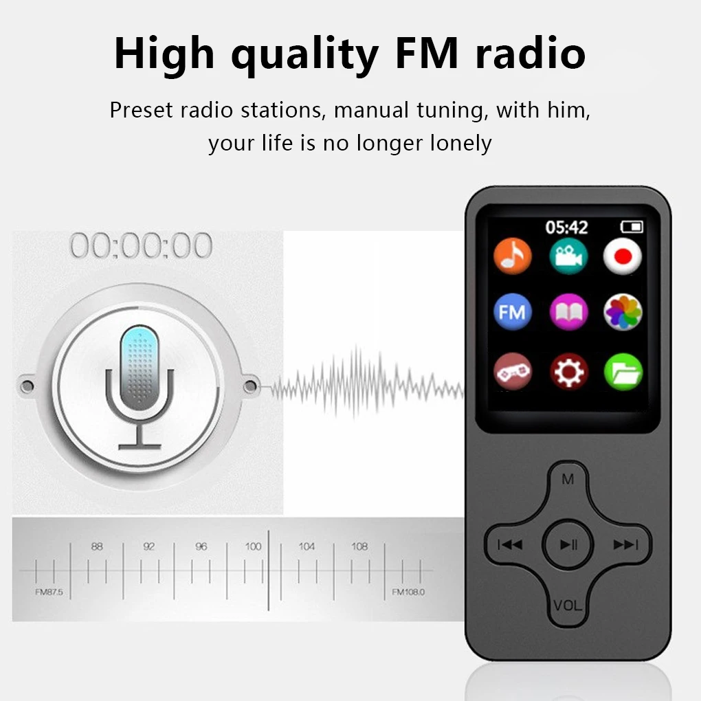 Мини MP3-плеер Bluetooth-совместимый динамик 8/16/32/64 ГБ HiFi музыкальный портативный плеер