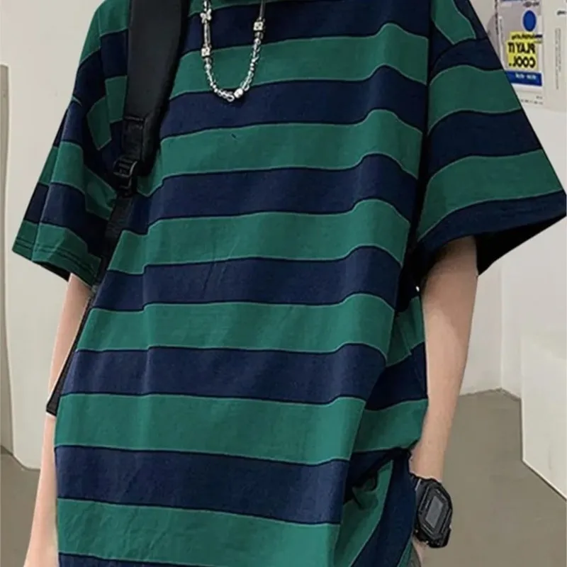 

Summer Striped Shirts Women Harajuku Streetwear Oversized Shirt Short Sleeve Casual T Shirt Korean Loose Tops Female Blouse