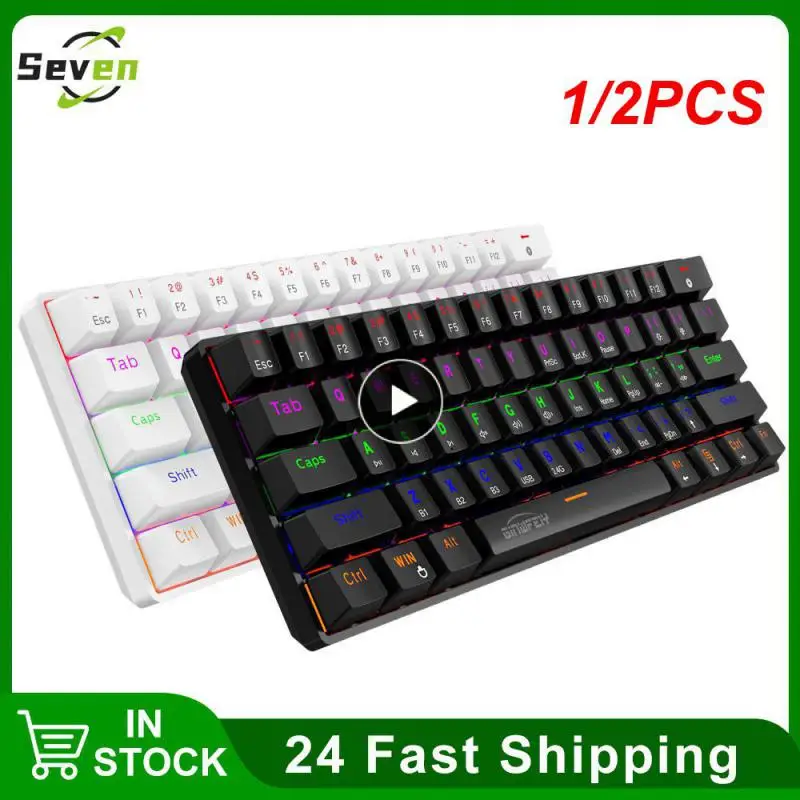 

1/2PCS Fizz K617 RGB USB Mini Mechanical Gaming Wired Keyboard Red Switch 61 Key Gamer for Computer PC Laptop detachable cable