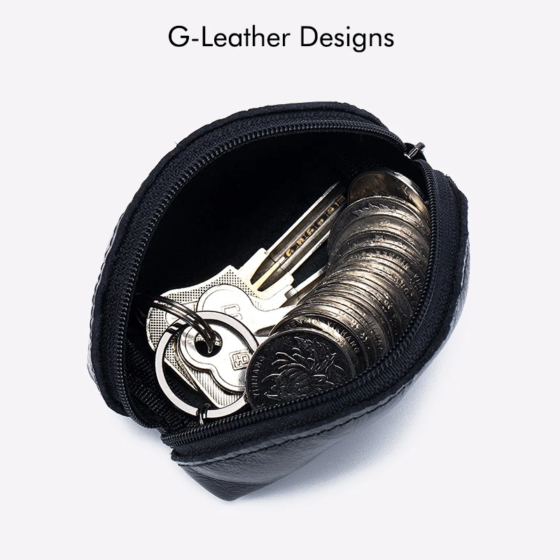 Genuine Leather Coin Purse Oil Wax Leather Handmade Small Coin Wallet Key Bag Zipper Change Purses