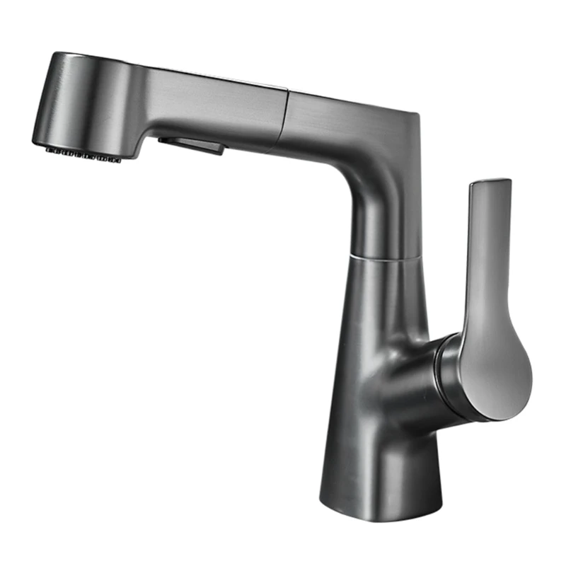 

Bathroom Faucet for Sink with Pull Out Sprayer Easy to Clean Sink Corner Rotating Pull Down Utility Faucet 2 Modes