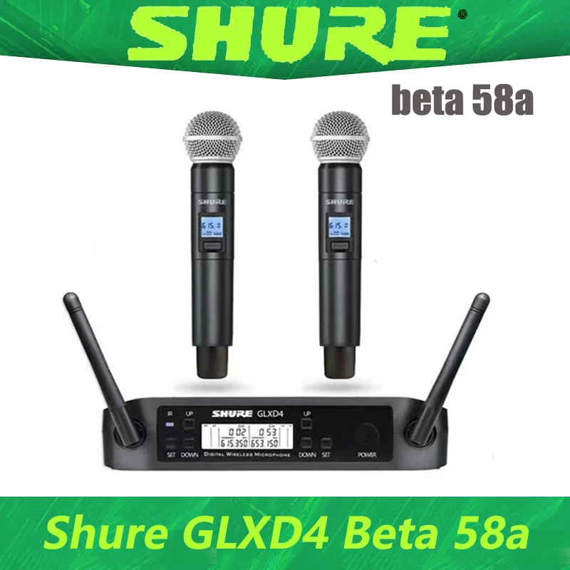 

Беспроводной микрофон SHURE GLXD4 Beta 58a, профессиональный ручной УВЧ микрофон для трансляции, пения на сцене, речи