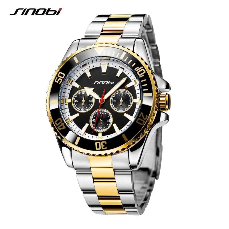 Часы наручные SINOBI Мужские кварцевые роскошные брендовые оригинальные модные из