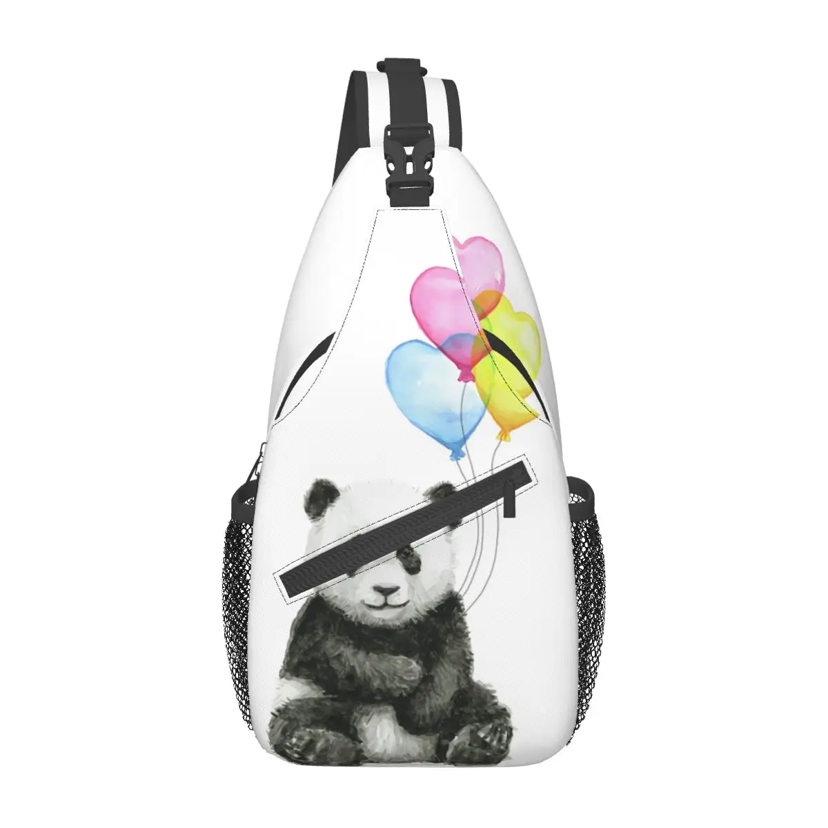 

Baby Panda Chest Bags Men Heart Shaped Balloons Graphic Design Shoulder Bag Streetwear Phone Small Bag Sport Outdoor Sling Bags