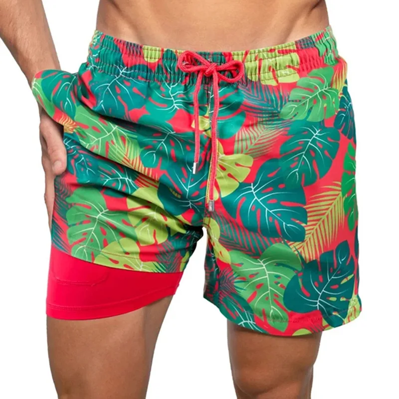 

Men Casual Shorts Summer Flower Print Beach Shorts Plus SIze Male Drawstring Short Sexy Mens Clothing 2022 Swimsuit New