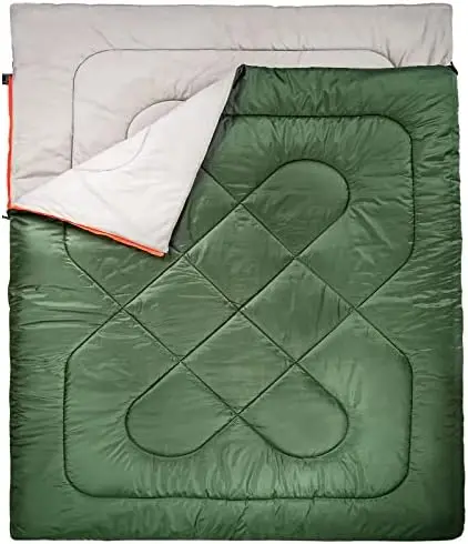 

3-х сезонный Надувной Спальный Мешок 40 градусов для кемпинга и пеших прогулок, Двухместный Королевский размер, оливковый зеленый черный надувной лежак для кемпинга