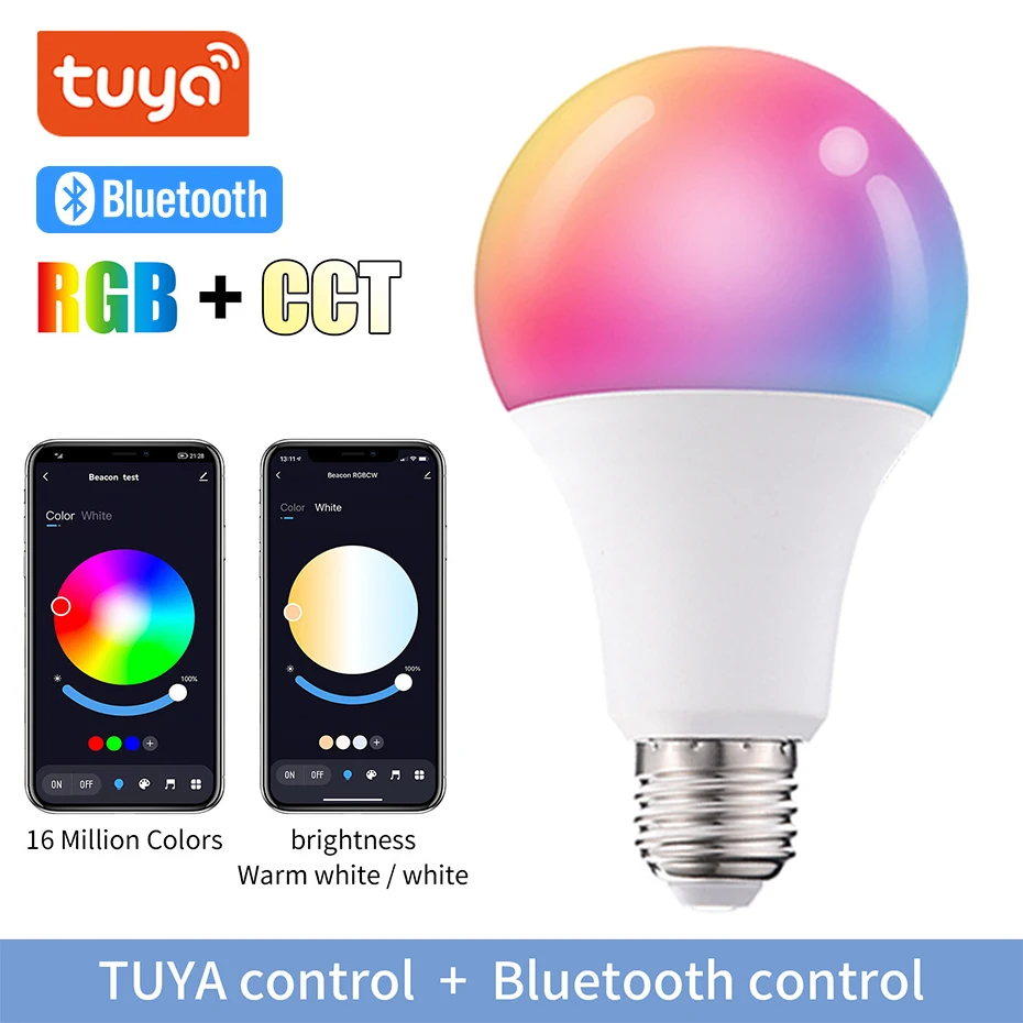 Умная Светодиодная лампа Tuya с Bluetooth 20 Вт E27 B22 RGB-лампа меняющая цвет RGB + W WW Декор