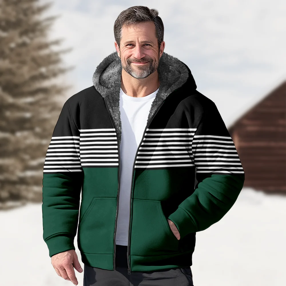 Мужские зимние куртки пальто хлопковая одежда с креативным рисунком в полоску