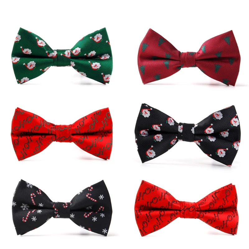 

2XPC Men Christmas Holiday Bow Tie Pre-tie Adjustable Length Christmas Tree Snowflake