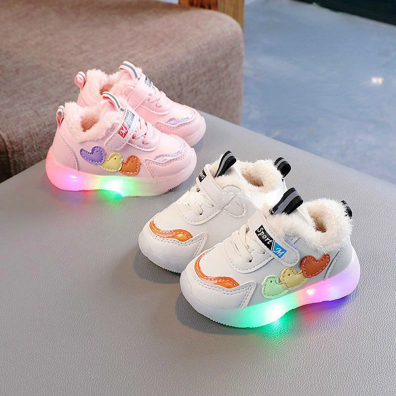 Baby Shoes with Lights in Autumn and Winter Children's Shoes 0-1-2 Years Old 3 Boys and Girls' Sports Soft Soled Walking Shoes