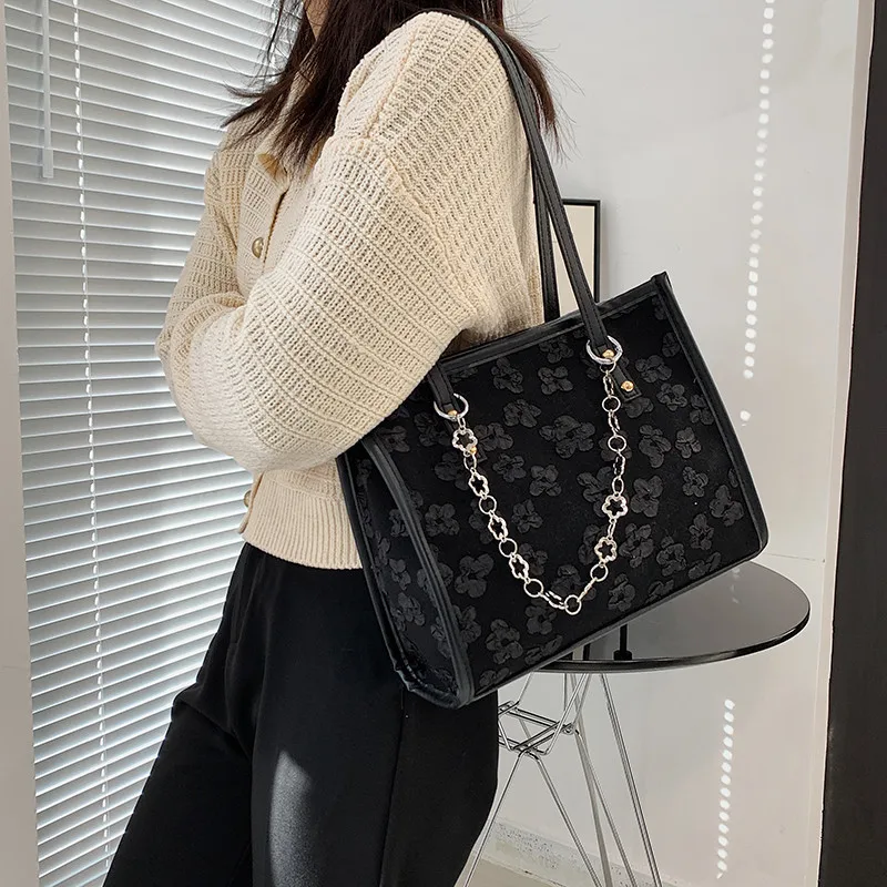 

Jacquard Large Bag Women's 2022 Spring New Trend Fashion Chain Tote Bag Large-capacity One-shoulder Messenger Bag