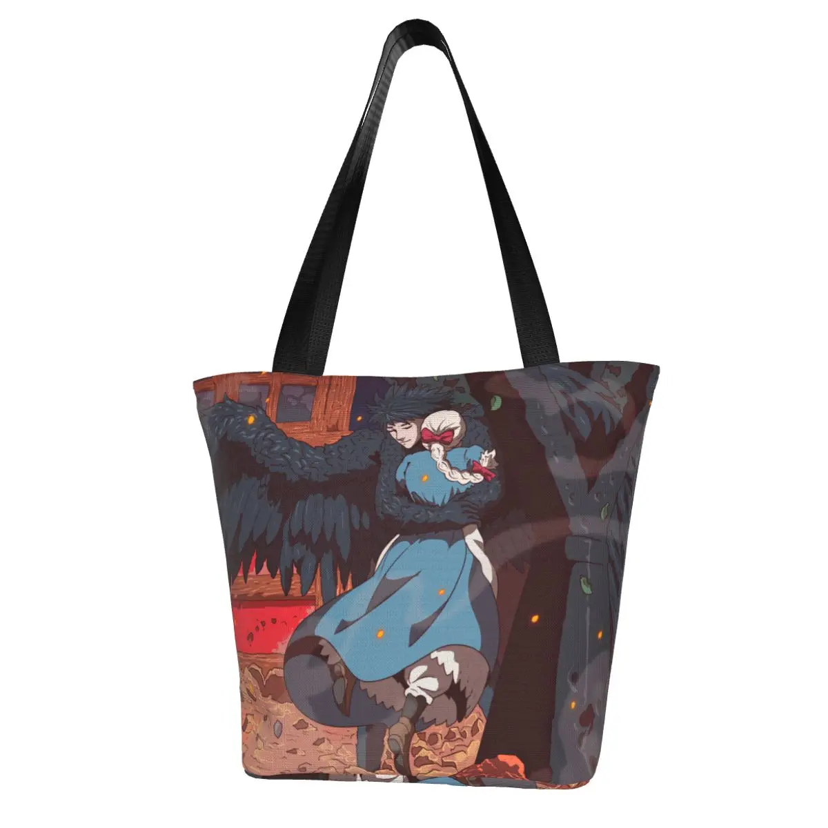 

Howl Hugging Sophie хозяйственная сумка Howls Moving Castle уличная женская сумка Подарки Забавные тканевые сумки