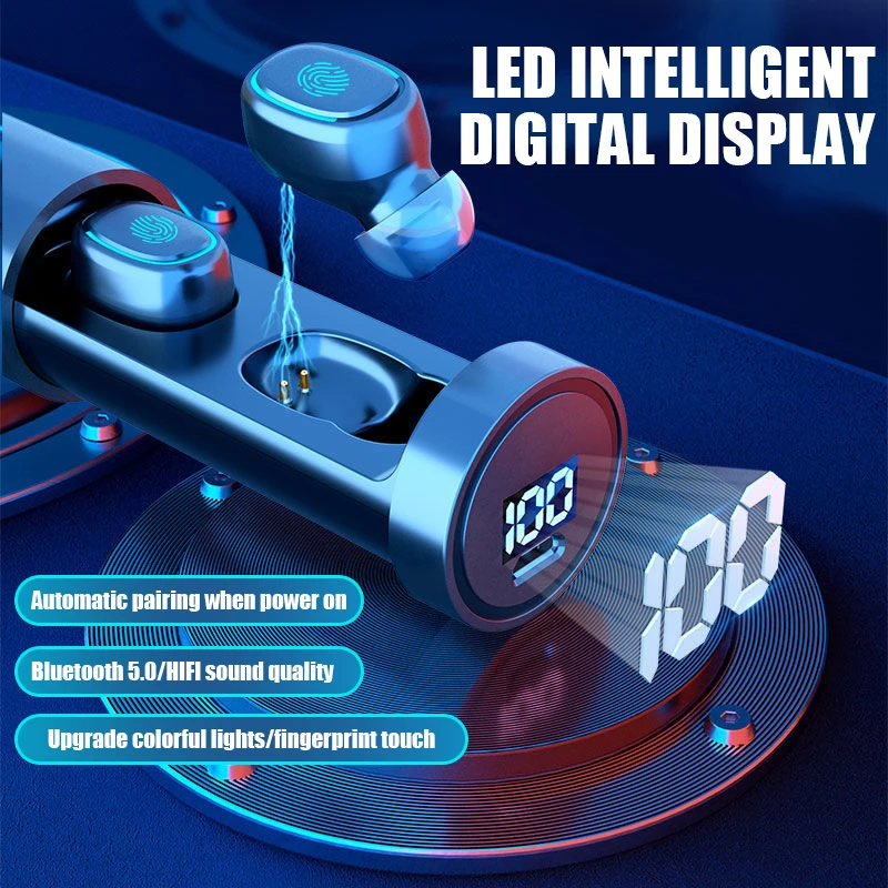 

New mini earplugs TWS wireless headset in-ear touch the sport headphones, hands-free bluetooth headset with a microphone LED