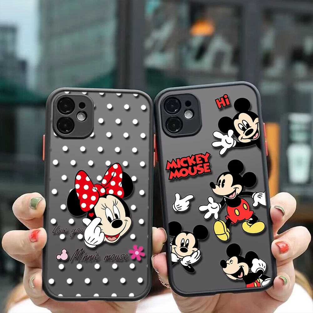 Мягкий силиконовый чехол с защитной линзой A5 Mickey and Minne для iPhone 15 14 Plus 13 12 11 X XS XR Pro Max