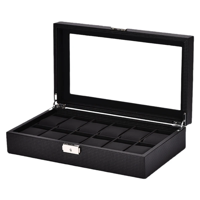 

Kili 12-Bit Watch Storage Box Display Stand Storage Display Box Black Leather Watch Box Display Stand Jewelry Storage Box