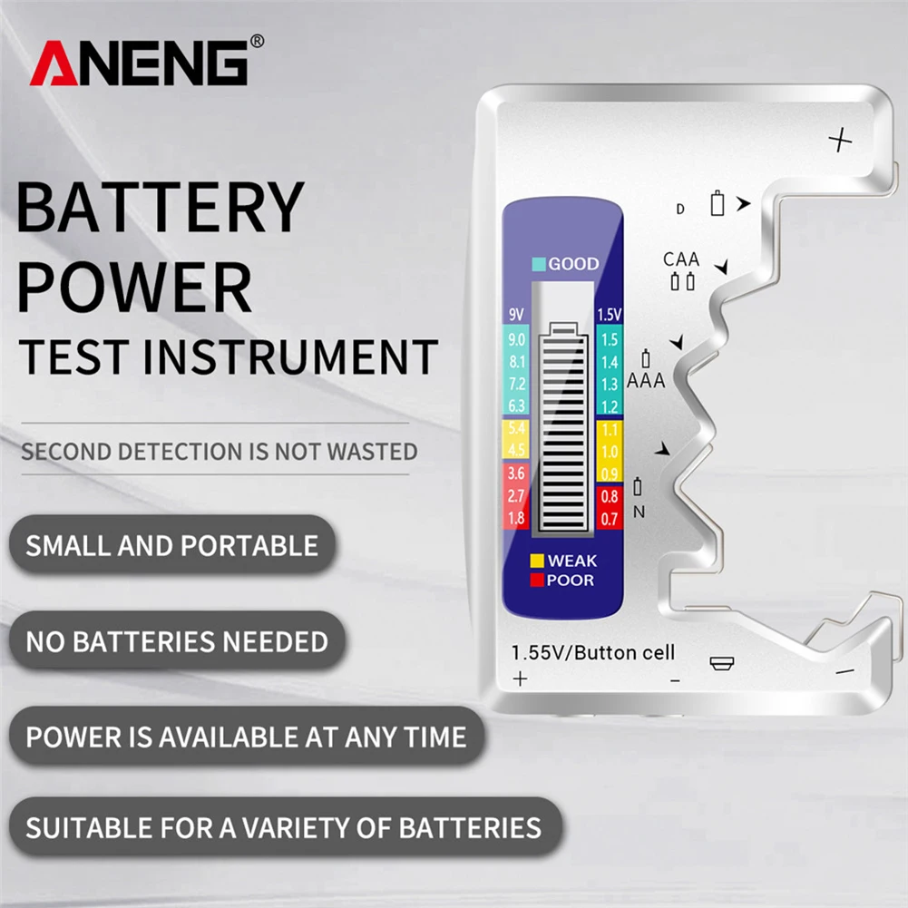 Universal AAA/AA Button Cell 9V Batteries Voltage Detection Analyzer Testing Meter Battery Tester Checker Tools | Инструменты