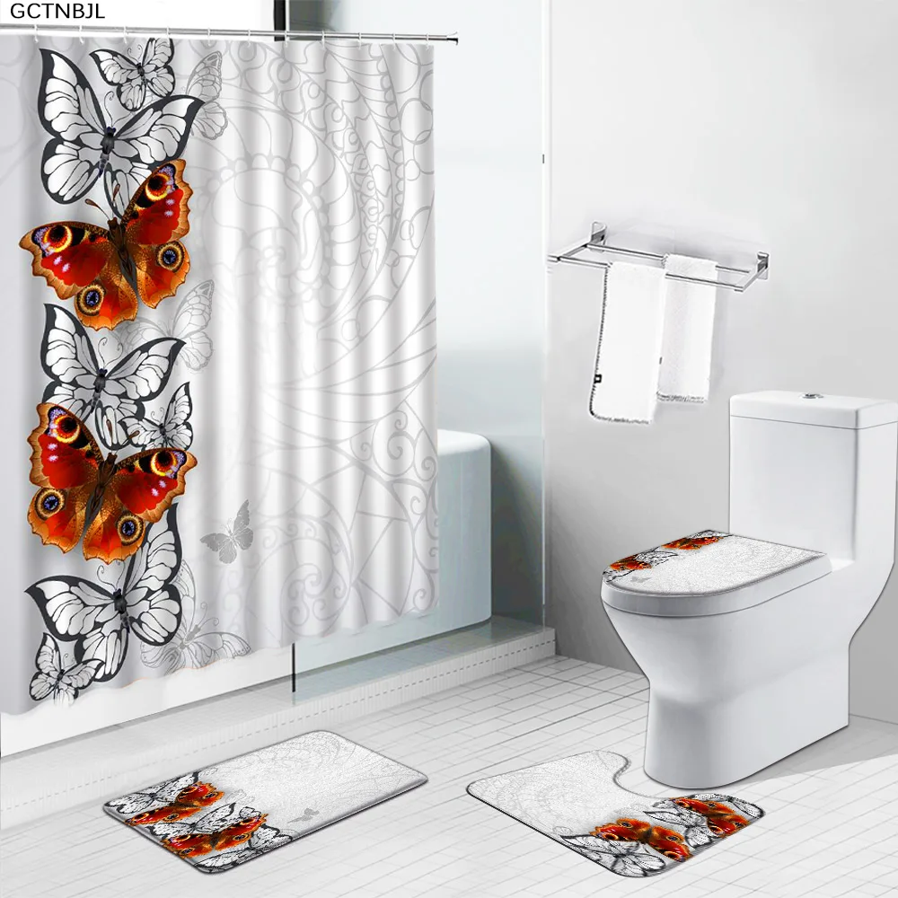 Занавеска для душа в виде бабочки простой набор аксессуаров ванной комнаты стиле
