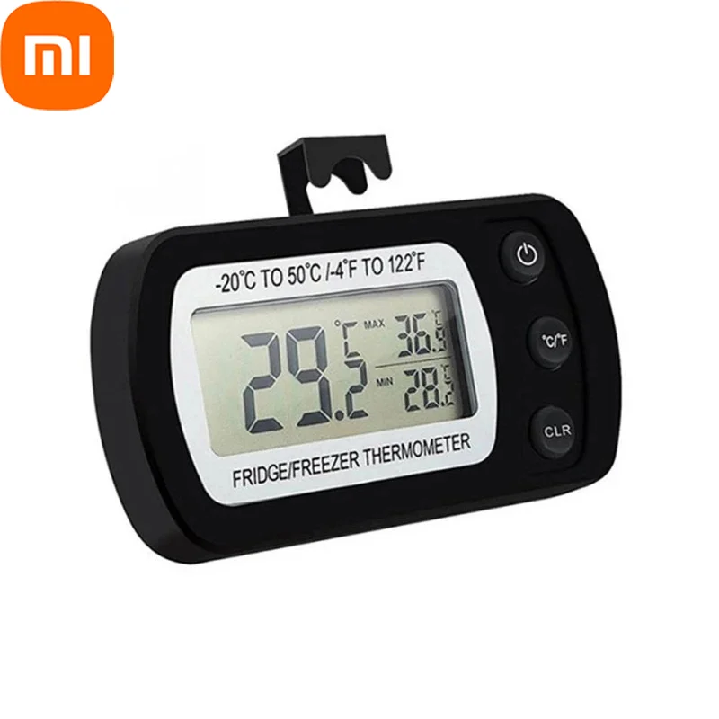 Цифровой комнатный термометр Xiaomi для морозильной камеры, водонепроницаемый термометр для холодильника с магнитной задней частью и крючок для кухни, ресторана