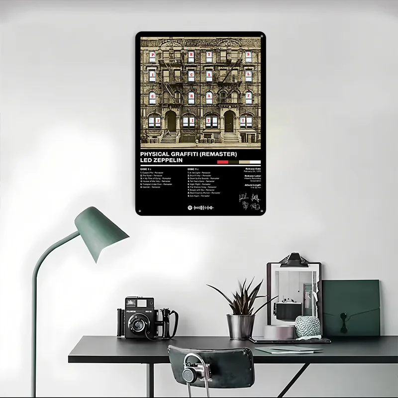 Фото Металлическая табличка-постер Led Zeppelin - Physical Graffiti, индивидуальный дизайн, ретро-винтажный стиль, для декора комнаты, дома, игровой комнаты №4
