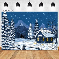 laeacco winter cartoon xmas town backdrop night forest nature landscape kid birthday baby shower portrait photography background