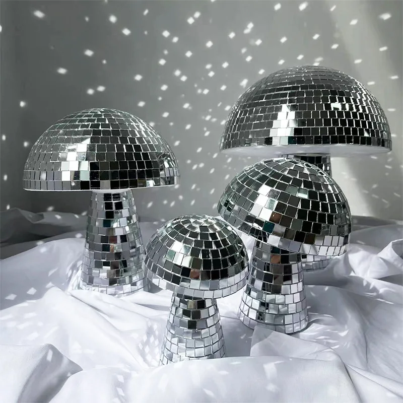 

Mushroom Disco Ball Gold Silver Mirror Reflective Shinny Disco Ball Stage Light Weddingparty Bar Ornament Decorative Mushrooms