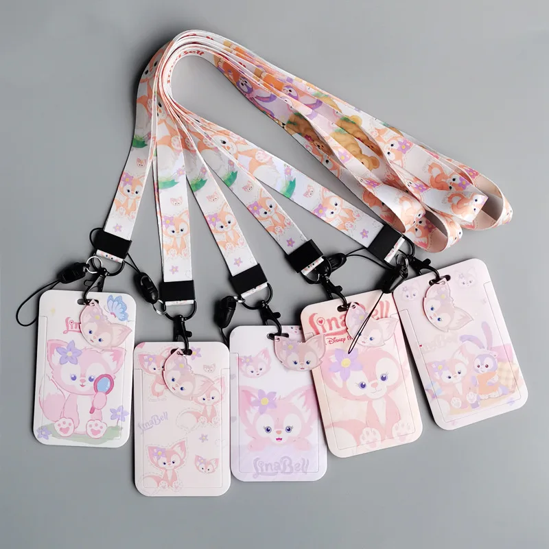 

Disney LinaBell Kawaii Figures Cute Pattern PVC Little Girl Campus Card Holder Lanyard ID Card Meal Card Package Toys Child Gift