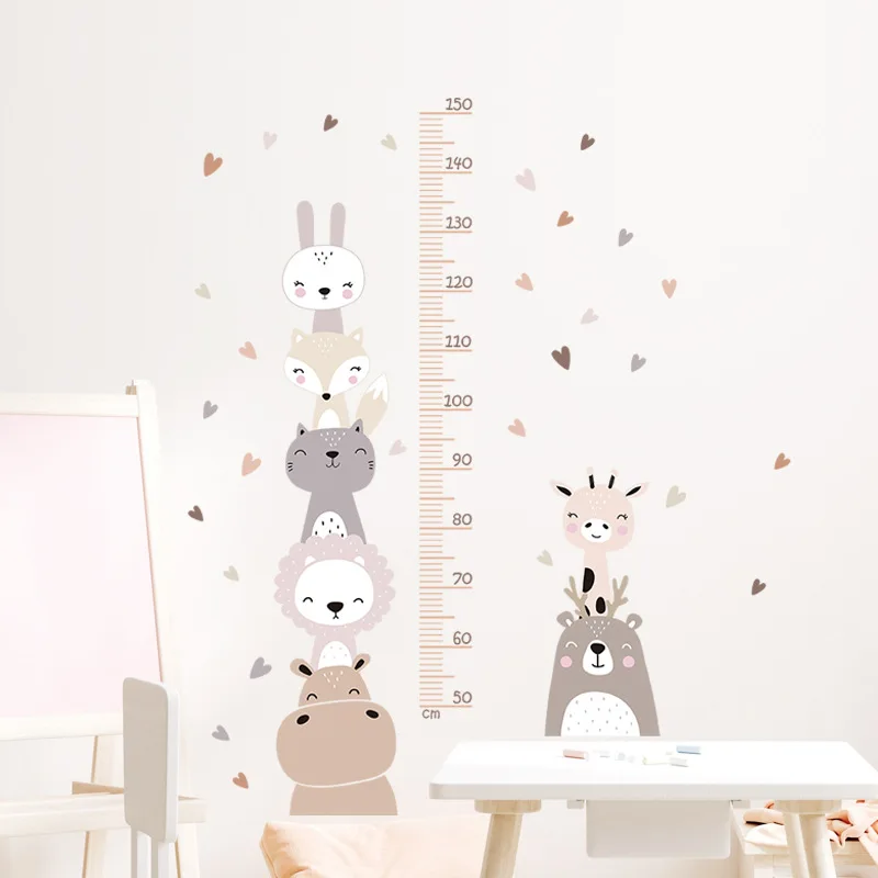 

Baby Height Measurement Stickers Home Decor Cartoon Animals Wall Sticker Nursery Wallpaper Art Decals for Kids Room Decoration
