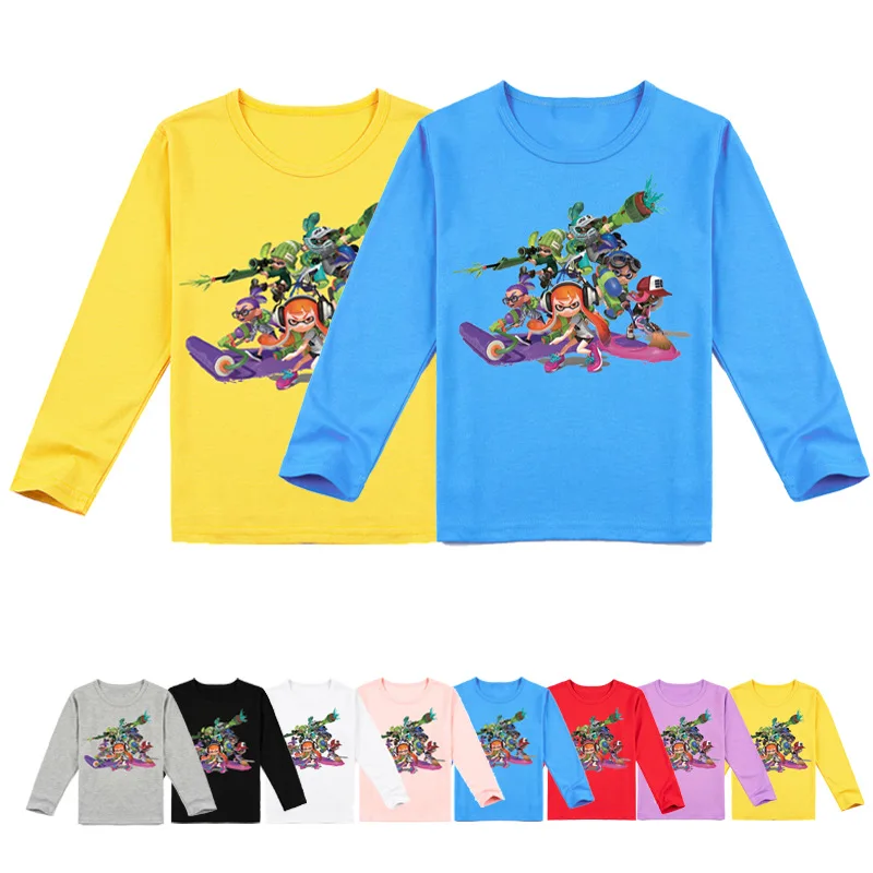 

2-16Y Hot Game Splatoon T Shirt Kids Autumn Sweatshirt Toddler Boys Long Sleeve Tops Fashion Teenager Girls Outfits Baby Tees
